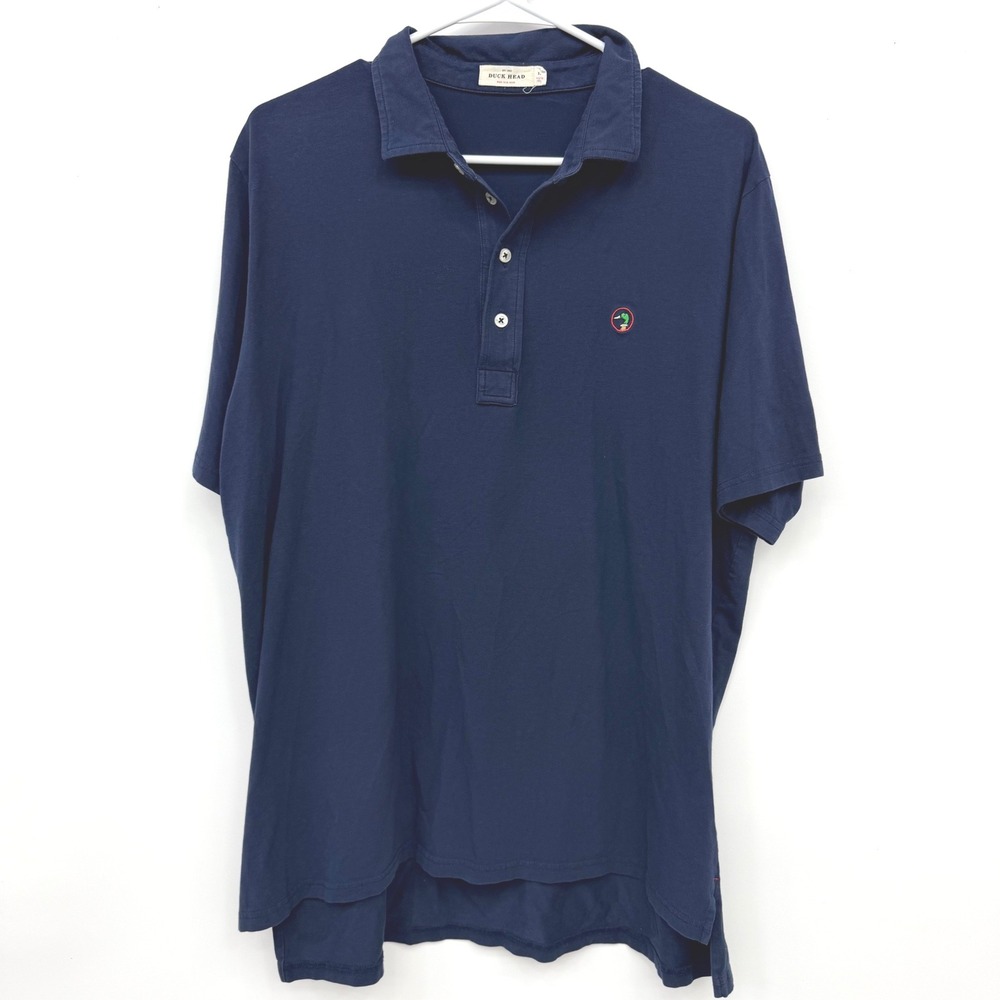 Duck Head Polo Shirt Pima Cotton Spandex Golf Prep Mens‎ Large Navy Blue